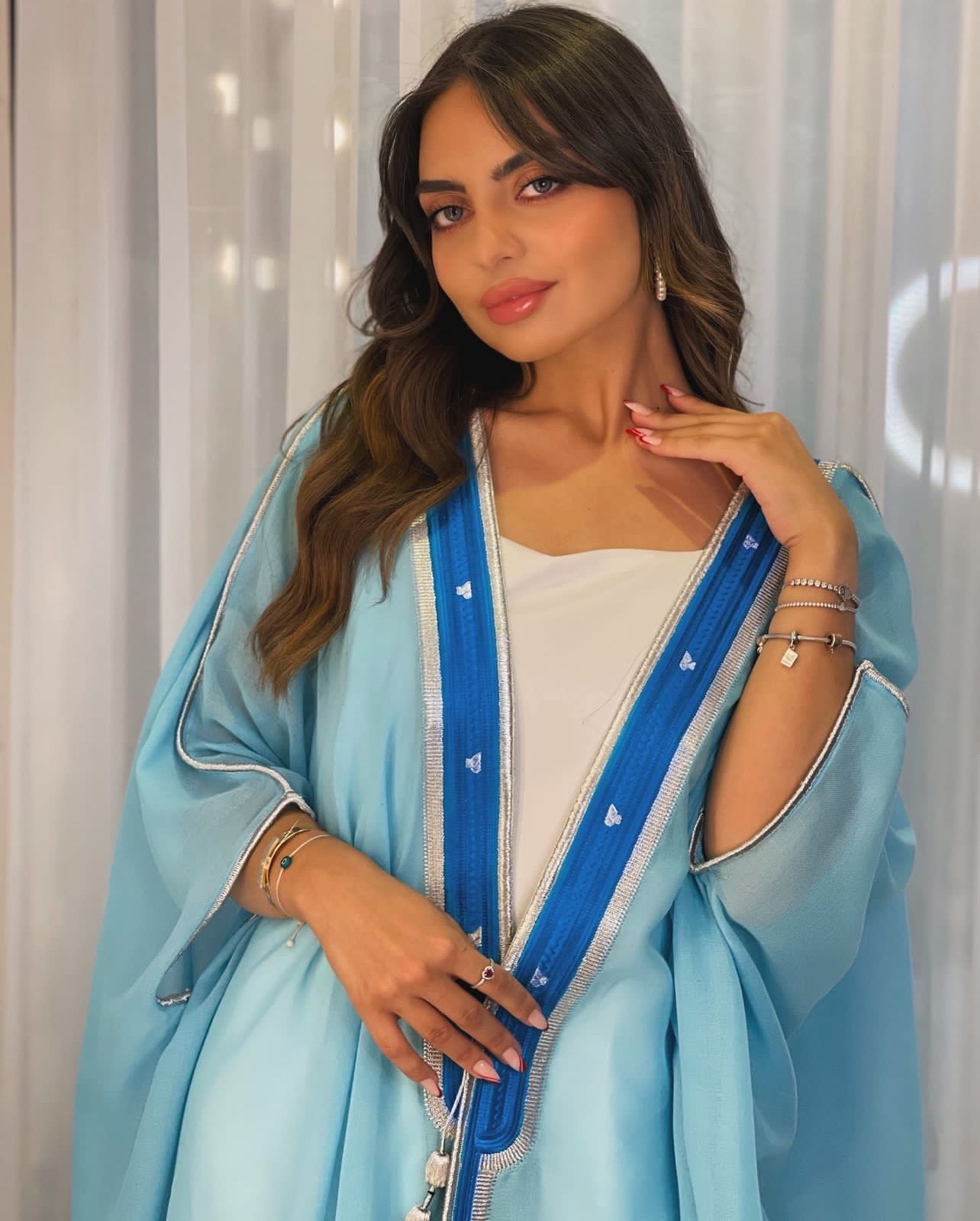 Abaya Embroidery- Light Blue