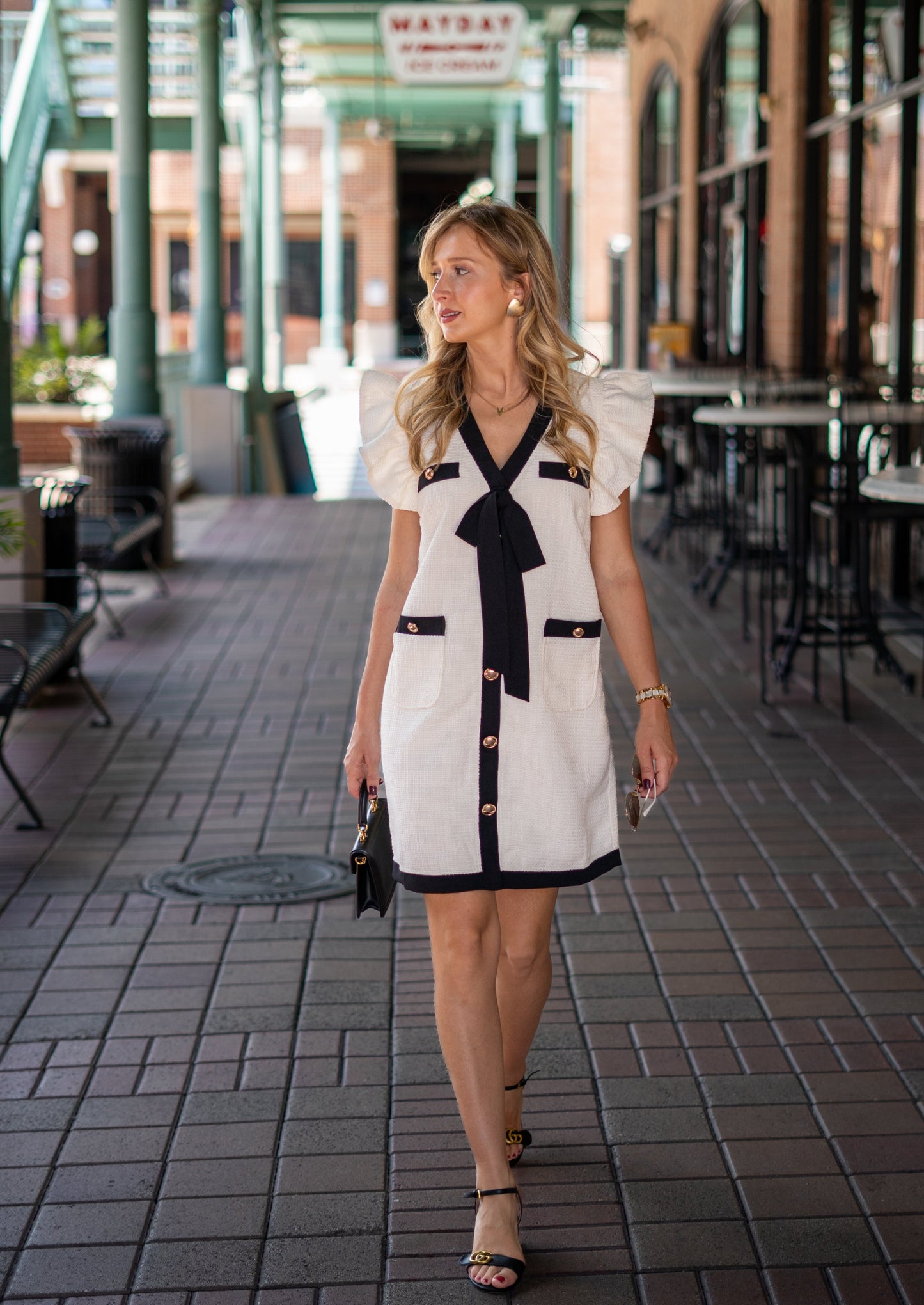 Robe en tweed avec nœud Pisa